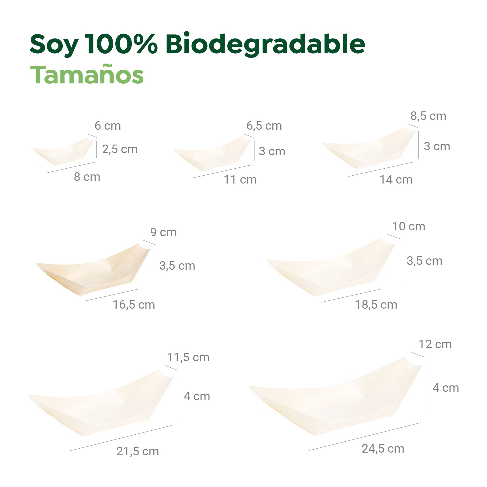 Barquilla Rectangular Madera Pequeña 16,5 x 9 x 3,5 cm - Take Away