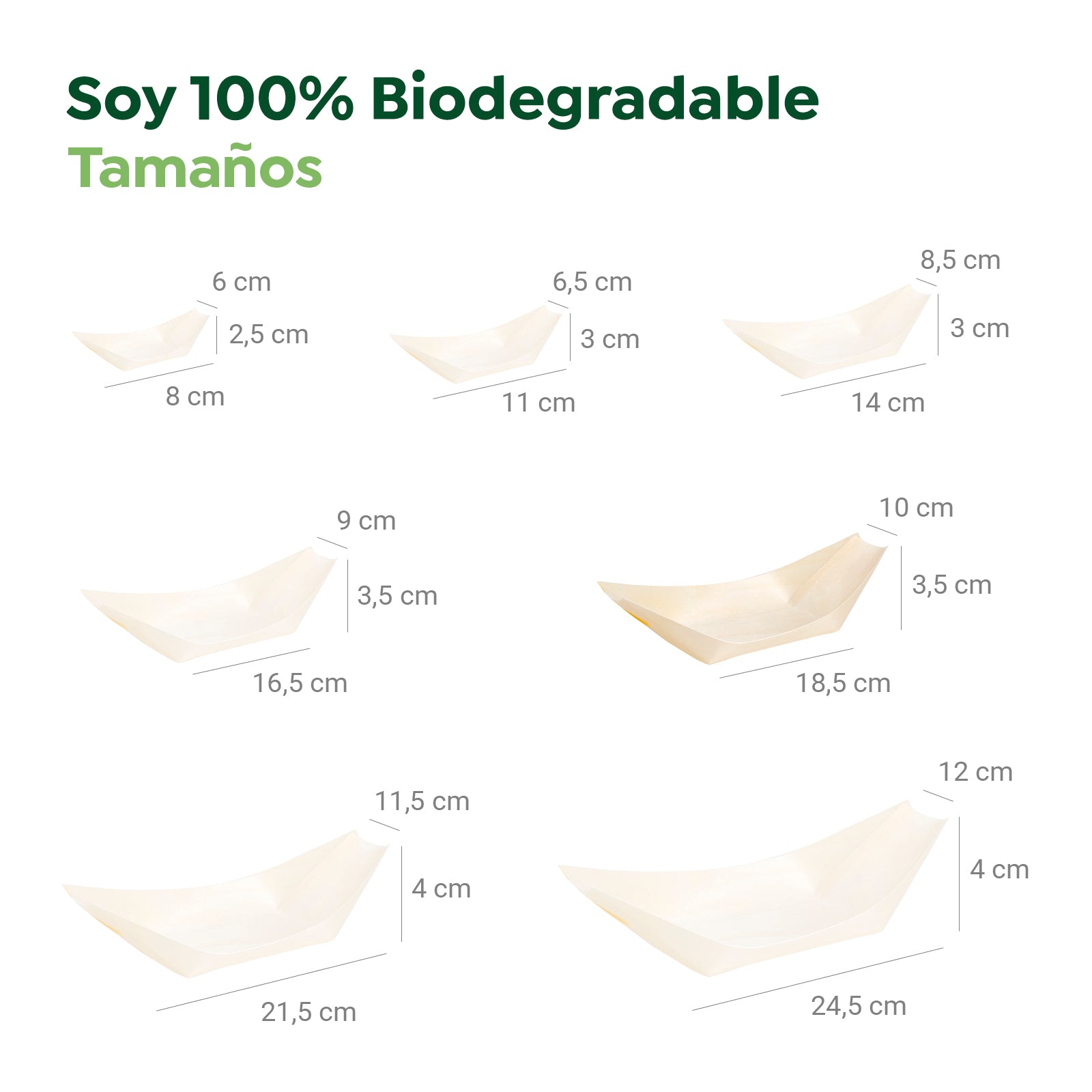 Barquilla Rectangular Madera Mediana 18,5 x 10 x 3,5 cm - Take Away