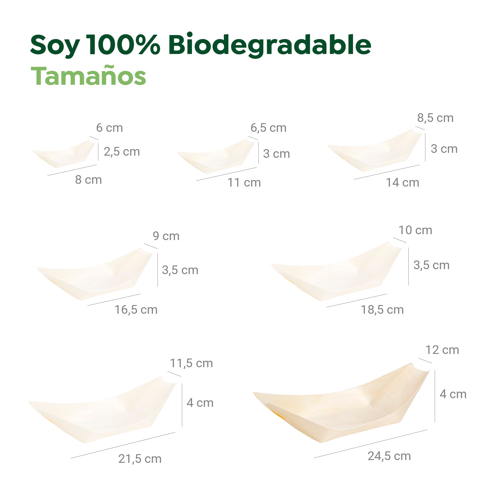 Barquilla Rectangular Madera Grande 24,5 x 12 x 4 cm - Take Away