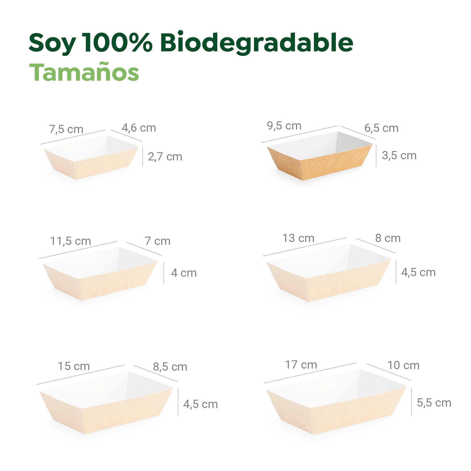 Barqueta Rectangular Cartón Kraft 9,5 x 6,5 x 3,5 cm - Take Away
