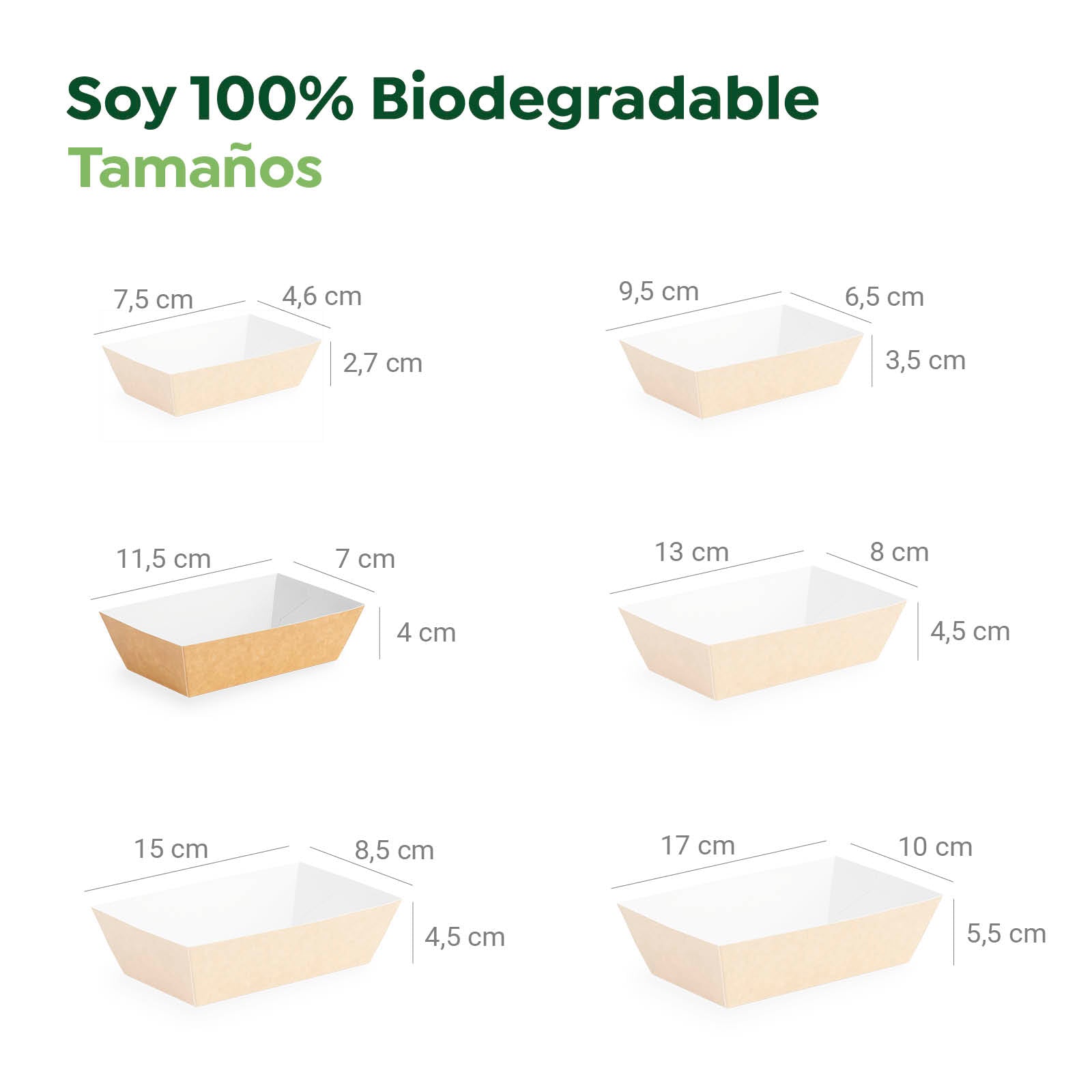 Barqueta Rectangular Cartón Kraft 11.5 x 7 x 4 cm - Take Away (1000 uds)