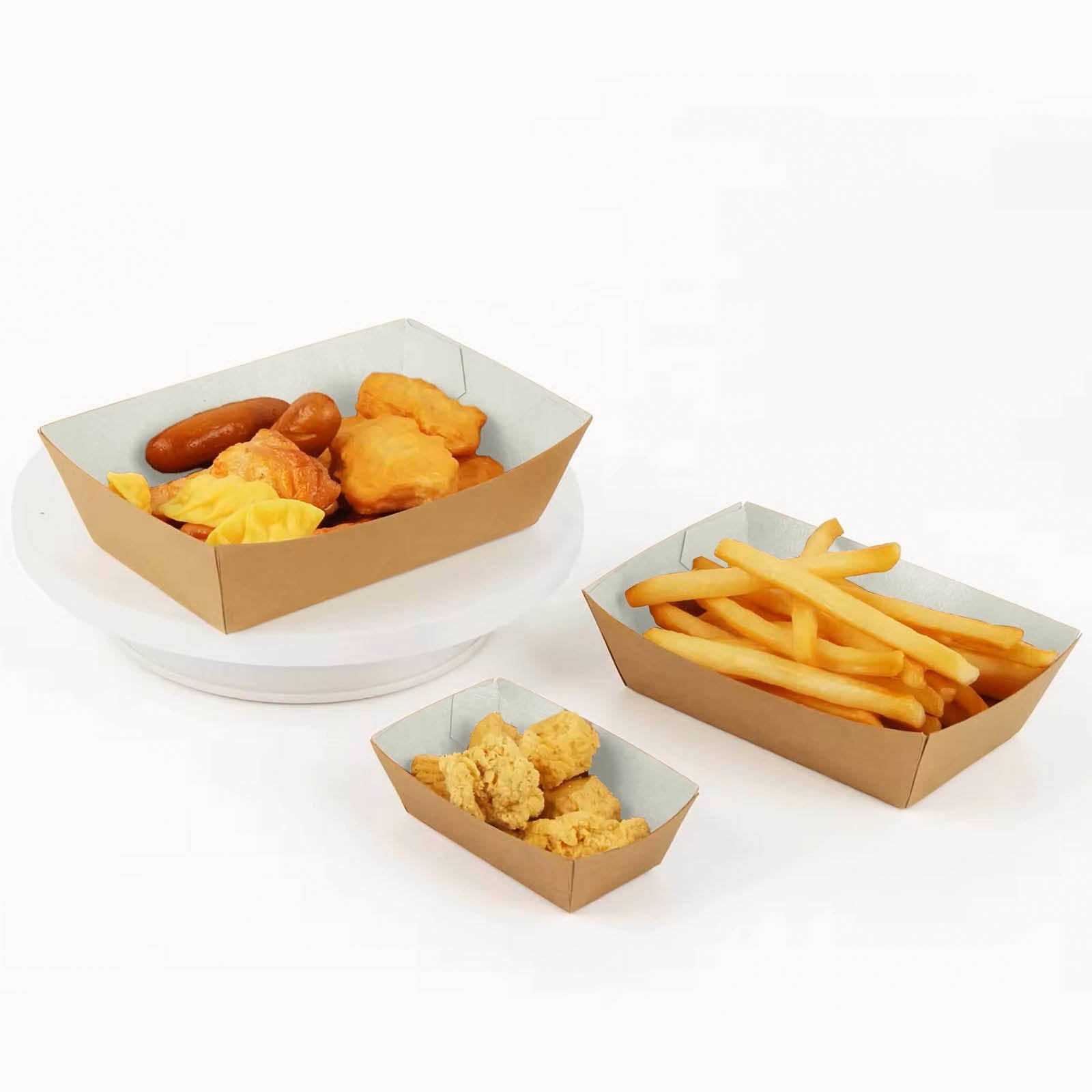 Barqueta Rectangular Cartón Kraft 13 x 8 x 4.5 cm - Take Away (1000 uds)