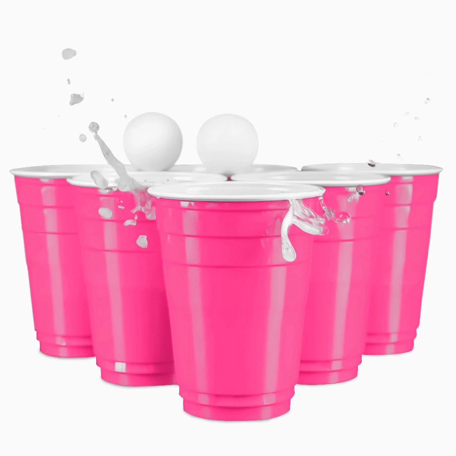 Vaso Bicolor Plástico Reutilizable PP Rosa 450cc 10 uds