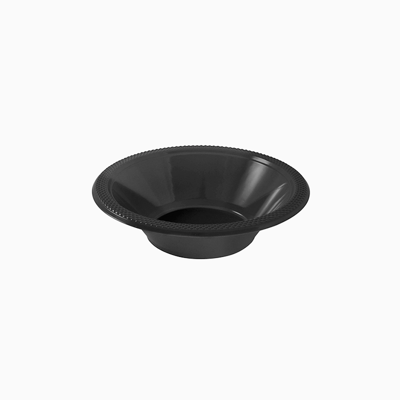 Bol Redondo Plástico PS Reutilizable Premium Ø 18 x 4.5 cm Negro (18 uds)