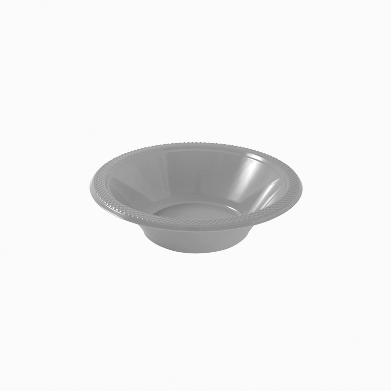 Bol Redondo Plástico PS Reutilizable Premium Ø 18 x 4.5 cm Plata (18 uds)