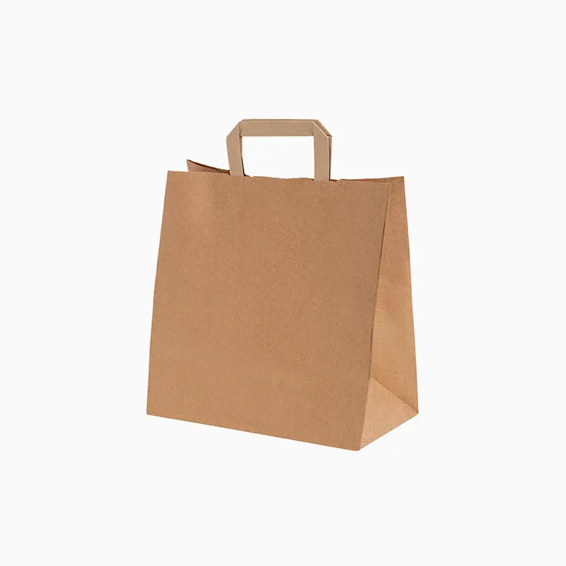 Bolsa Papel Pequeña Kraft 25 x 18 x 26 cm con Asa Plana (250 uds)