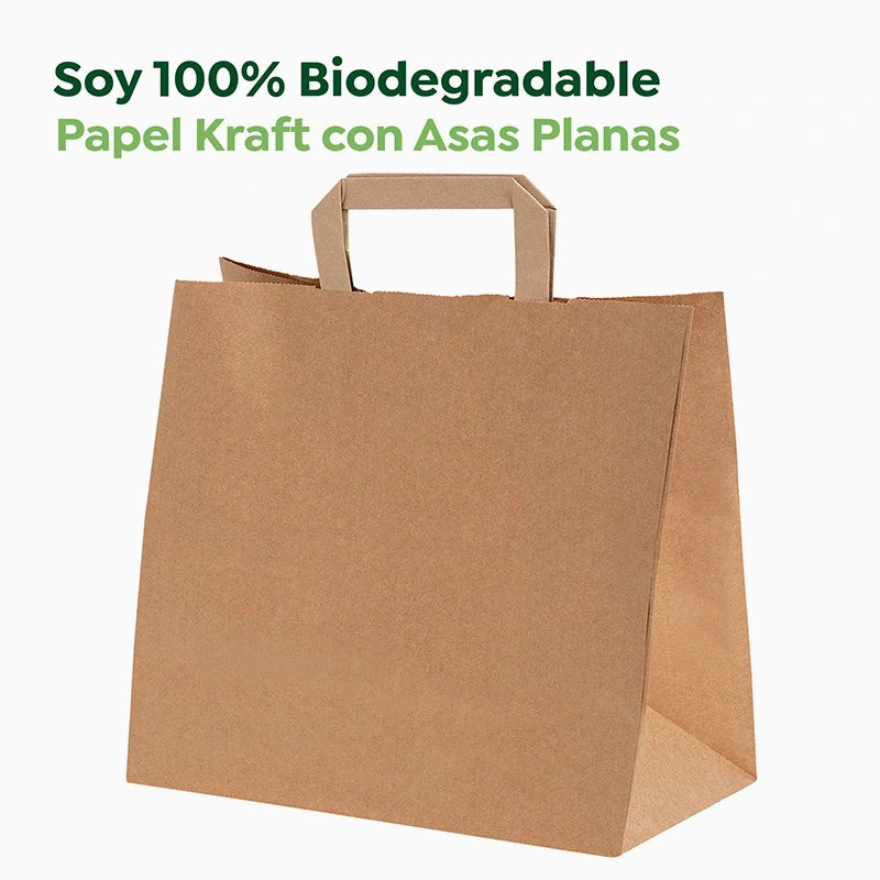 Bolsa Papel Grande Kraft 40 x 12 x 32 cm con Asa Plana Eco