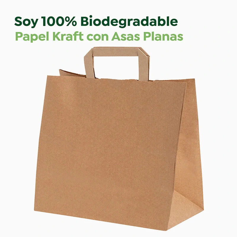 Bolsa Papel Grande Kraft 40 x 12 x 32 cm con Asa Plana (250 uds)