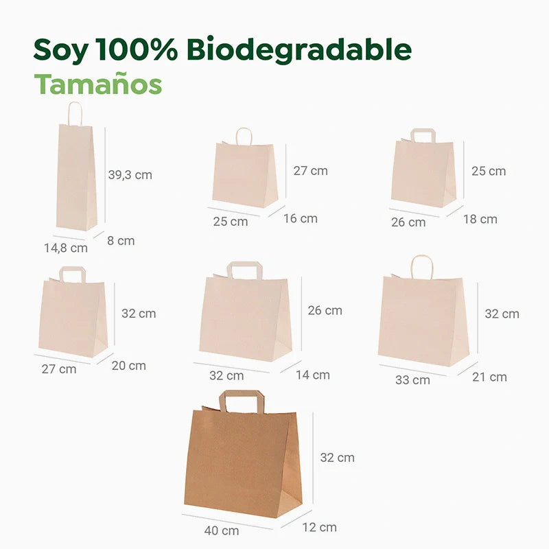 Bolsa Papel Grande Kraft 40 x 12 x 32 cm con Asa Plana (250 uds)