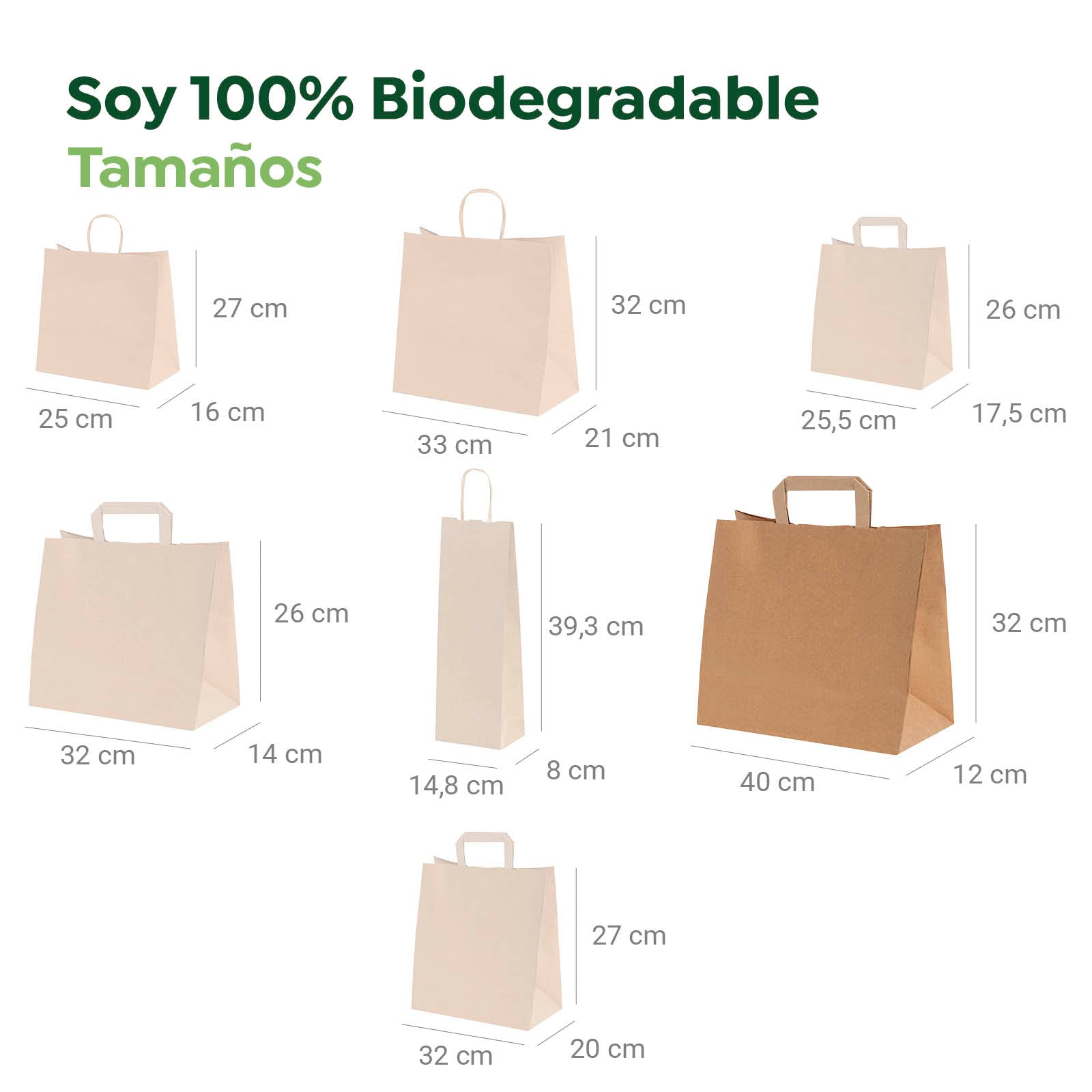 Bolsa Papel Grande Kraft 40 x 12 x 32 cm con Asa Plana