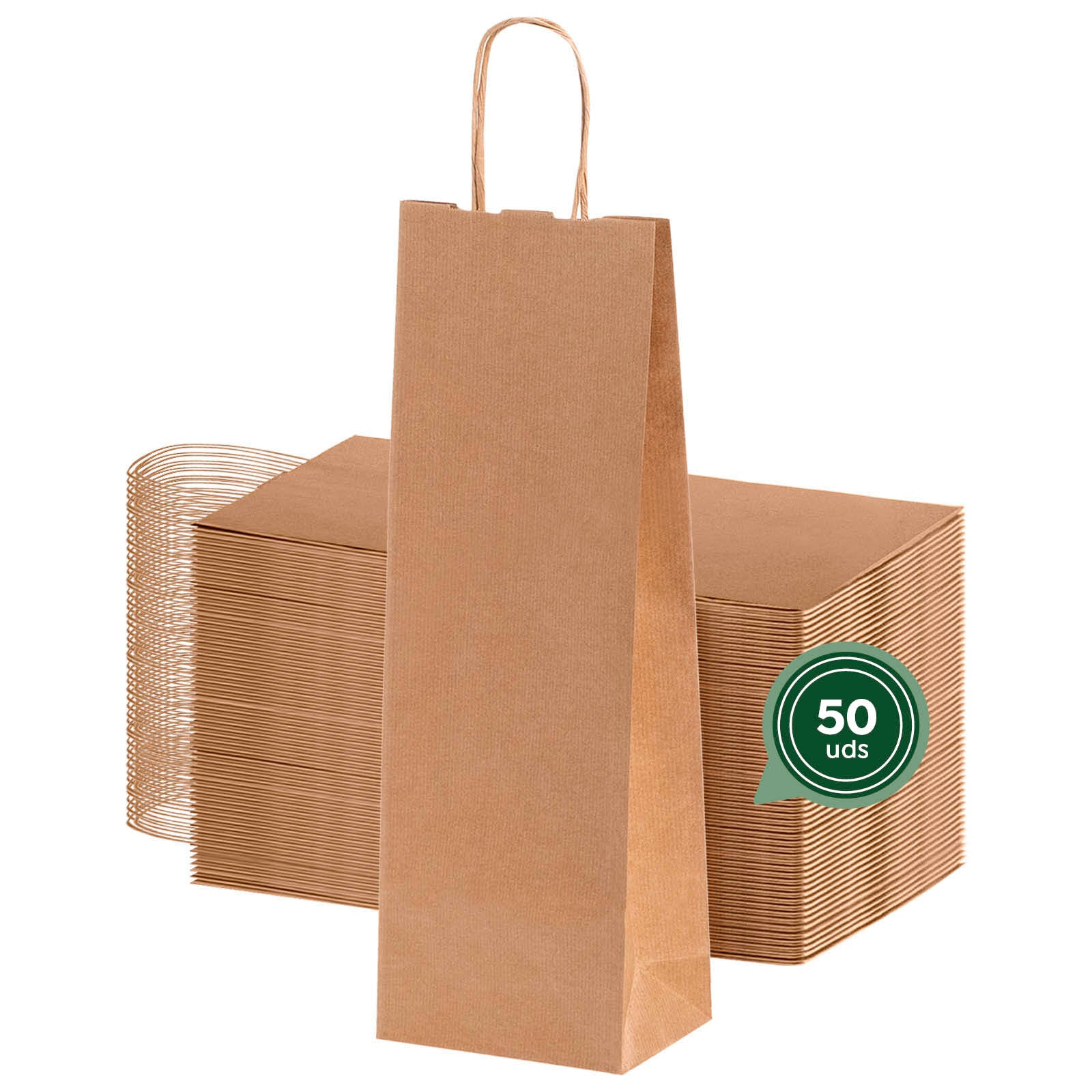 Bolsa Papel Kraft 14.8 x 8 x 39.3 cm con Asa Rizada