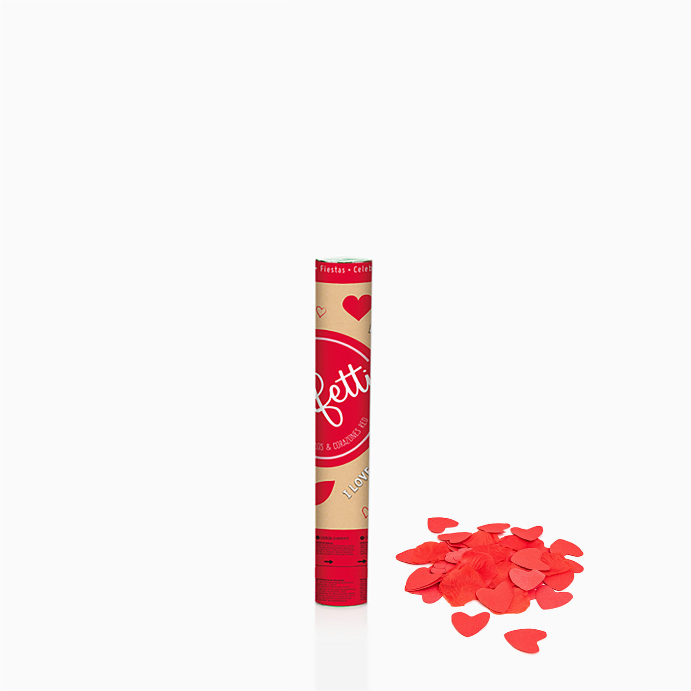 Set 12 Cañones Confeti Corazones 30 cm Rojo (12 uds)