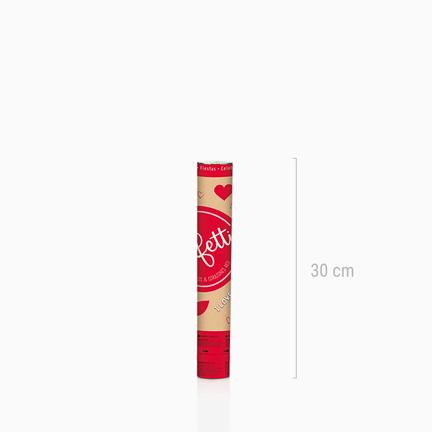 Set 12 Cañones Confeti Corazones 30 cm Rojo (12 uds)