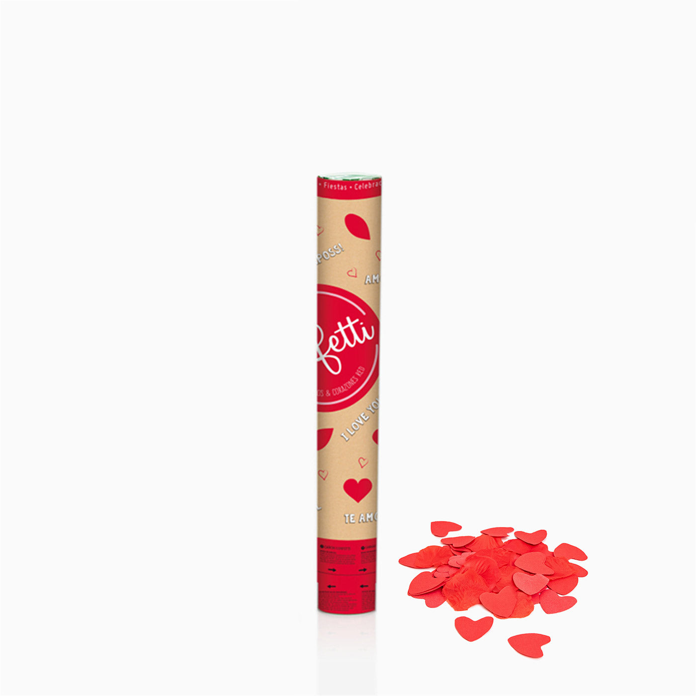 Set 12 Cañones Confeti Corazones 40 cm Rojo (12 uds)