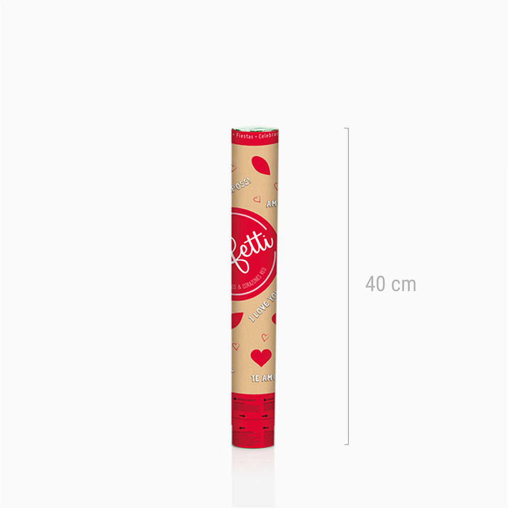 Set 12 Cañones Confeti Corazones 40 cm Rojo (12 uds)
