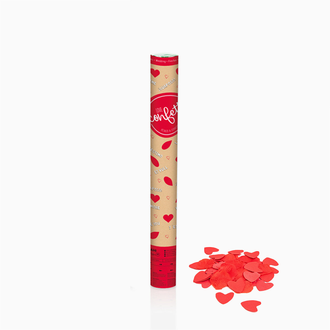 Set 12 Cañones Confeti Corazones 60 cm Rojo (12 uds)