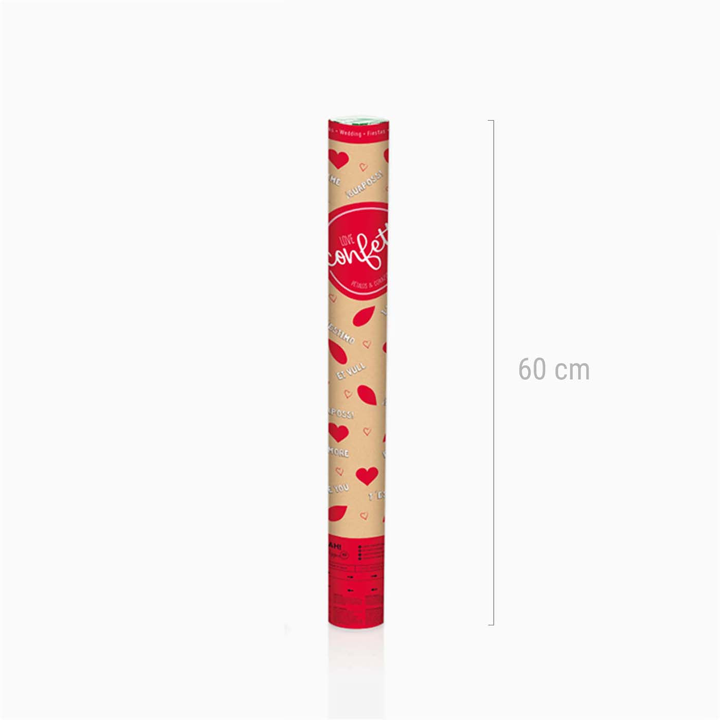 Set 12 Cañones Confeti Corazones 60 cm Rojo (12 uds)