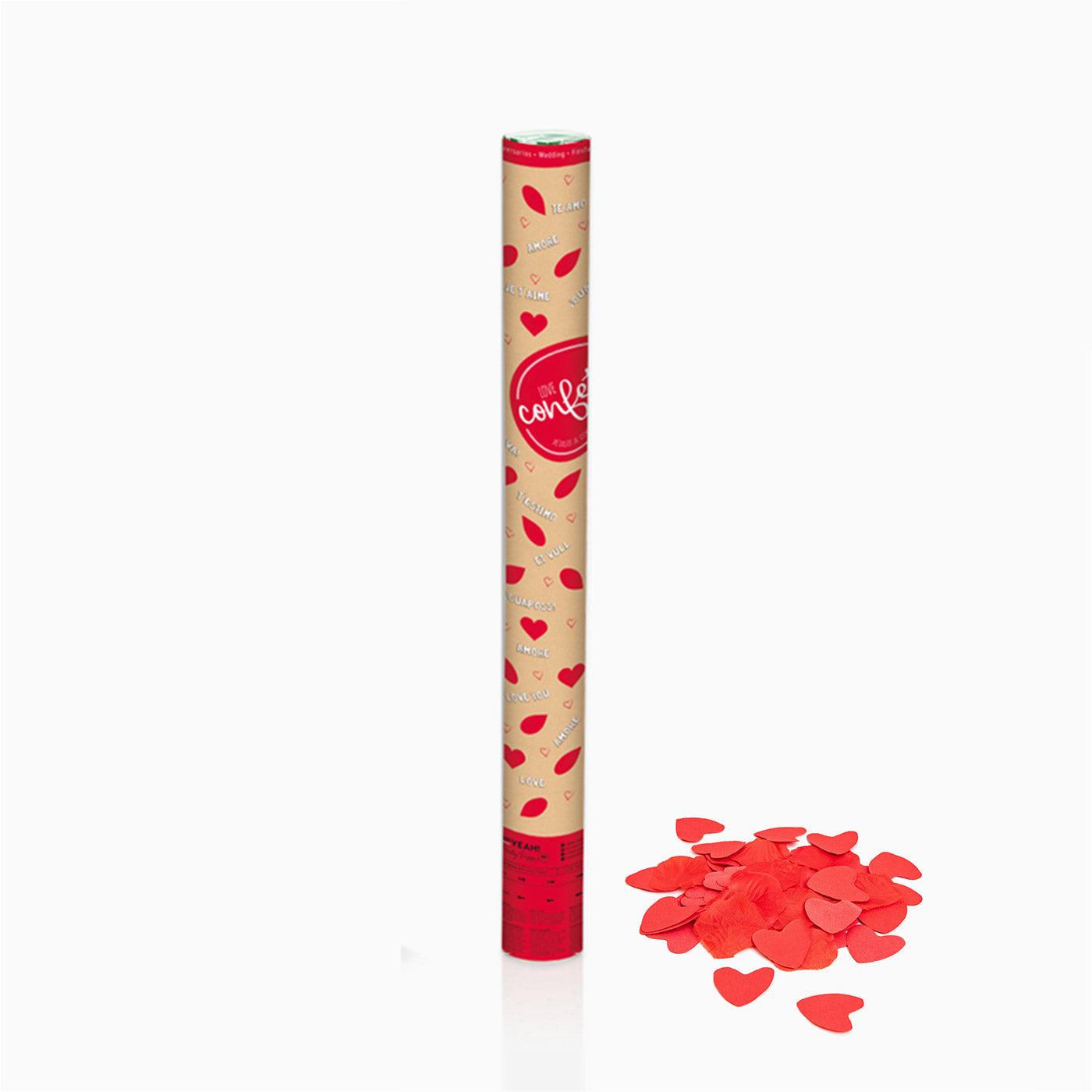 Set 12 Cañones Confeti Corazones 80 cm Rojo (12 uds)