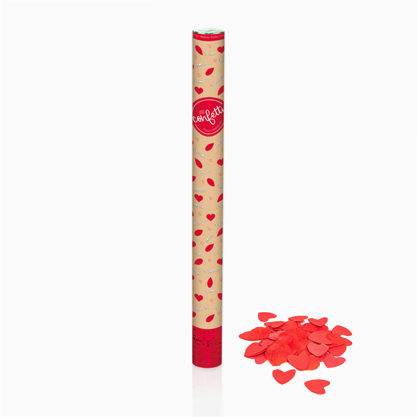 Set 12 Cañones Confeti Corazones 100 cm Rojo (12 uds)