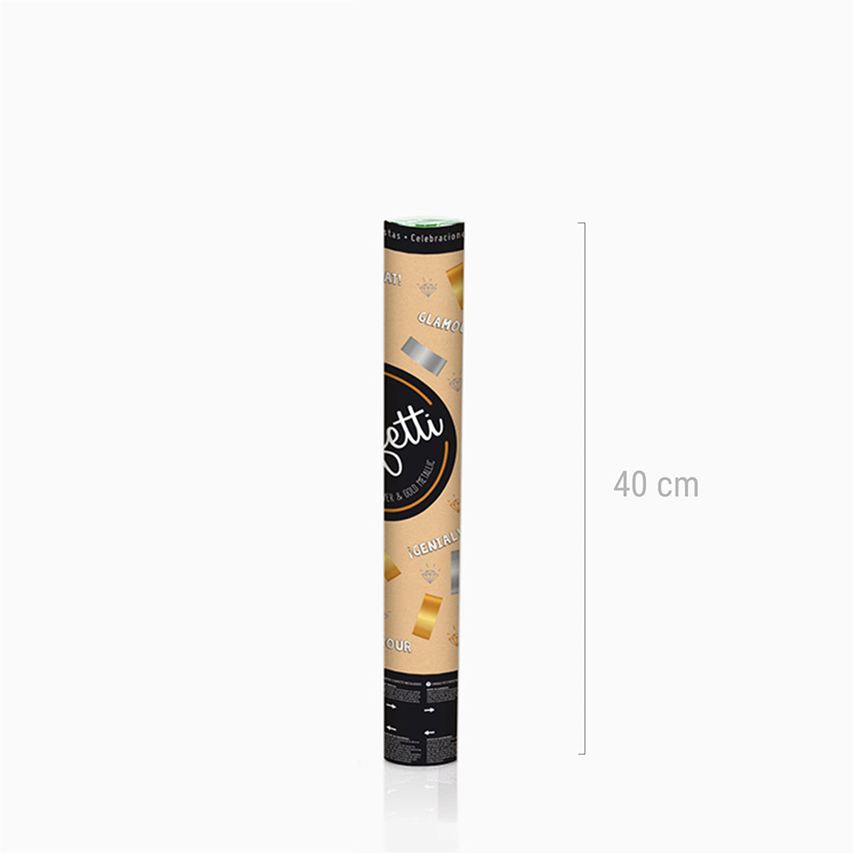 Set 12 Cañones Confeti Cuadrado 40 cm Metalizado Oro y Plata (12 uds)