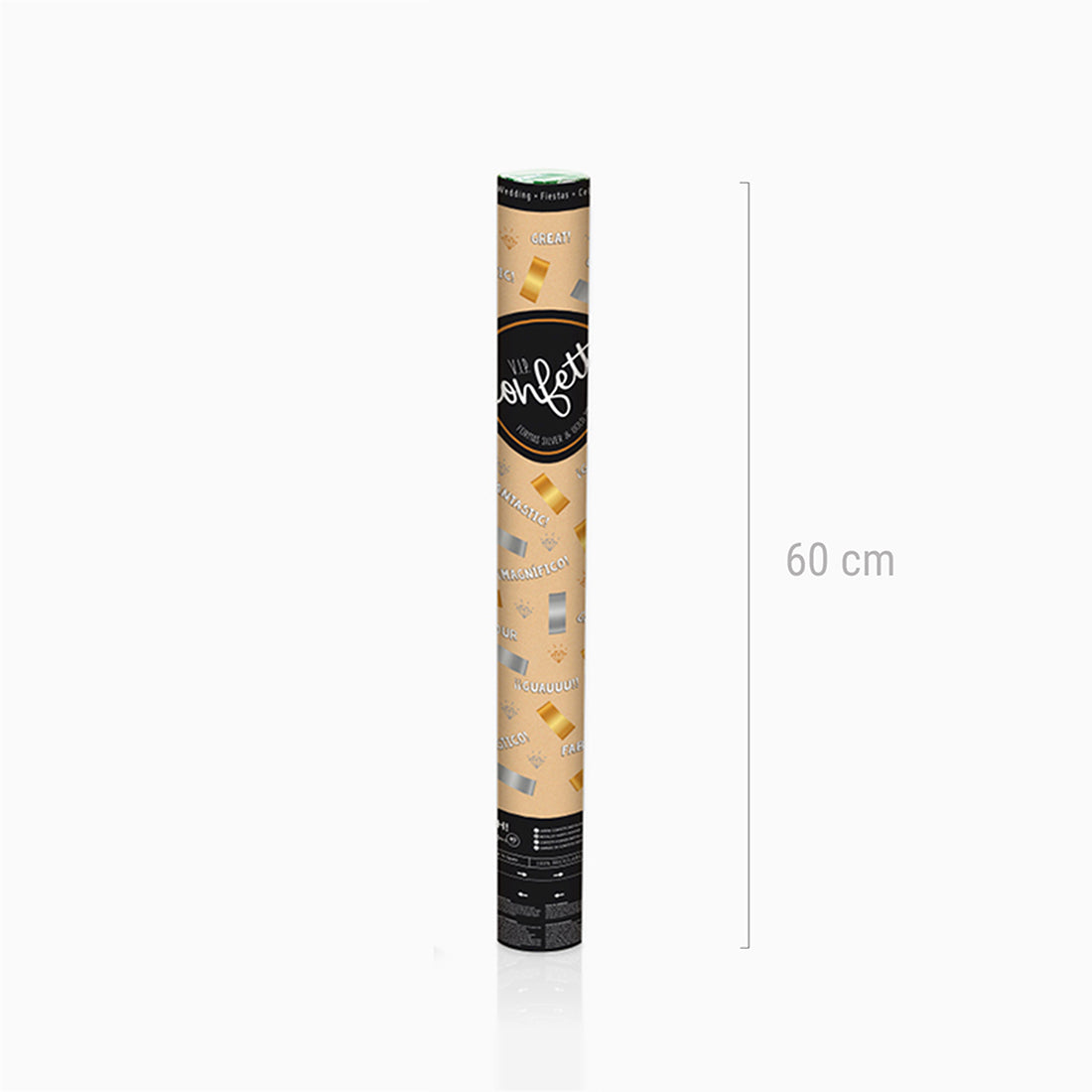 Set 12 Cañones Confeti Cuadrado 60 cm Metalizado Oro y Plata (12 uds)