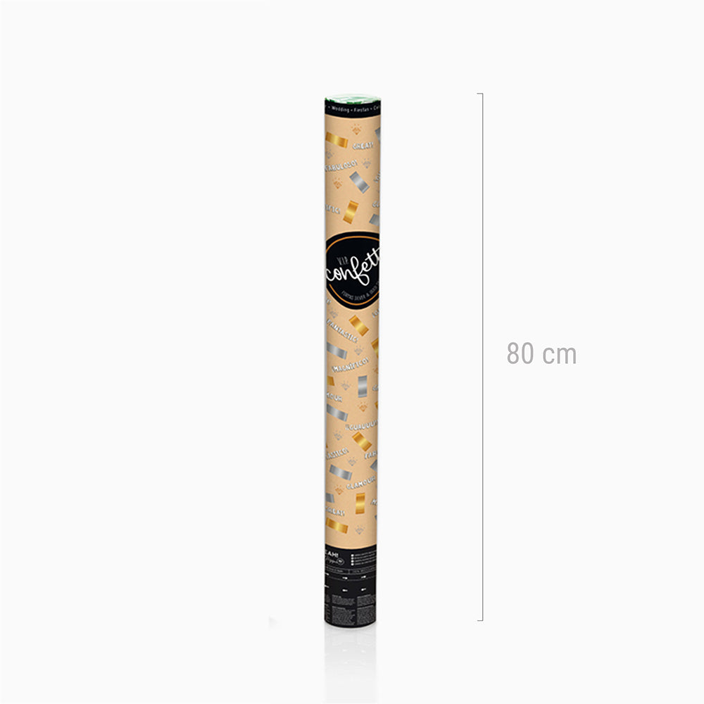 Set 12 Cañones Confeti Cuadrado 80 cm Metalizado Oro y Plata (12 uds)
