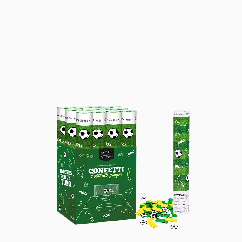 Set 12 Cañones Confeti Pequeño 30 cm Fútbol (12 uds)