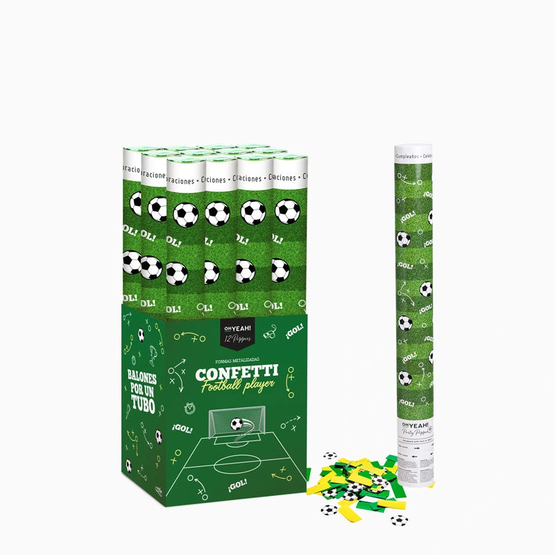 Set 12 Cañones Confeti Mediano 50 cm Fútbol (12 uds)