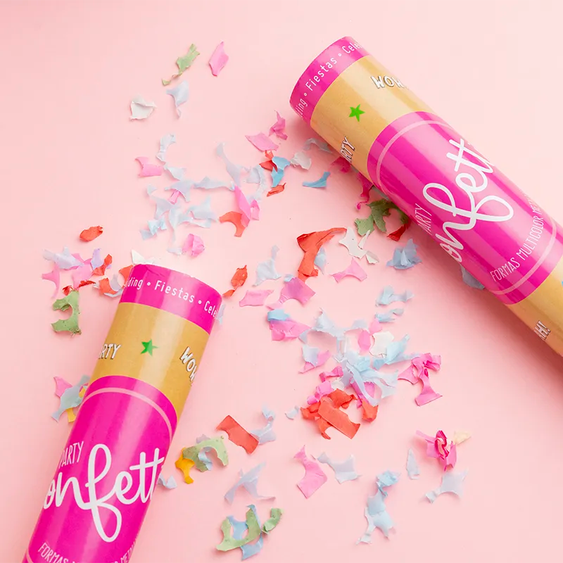 Set 12 Cañones Confeti 30 cm Papel Biodegradable Multicolor (12 uds)