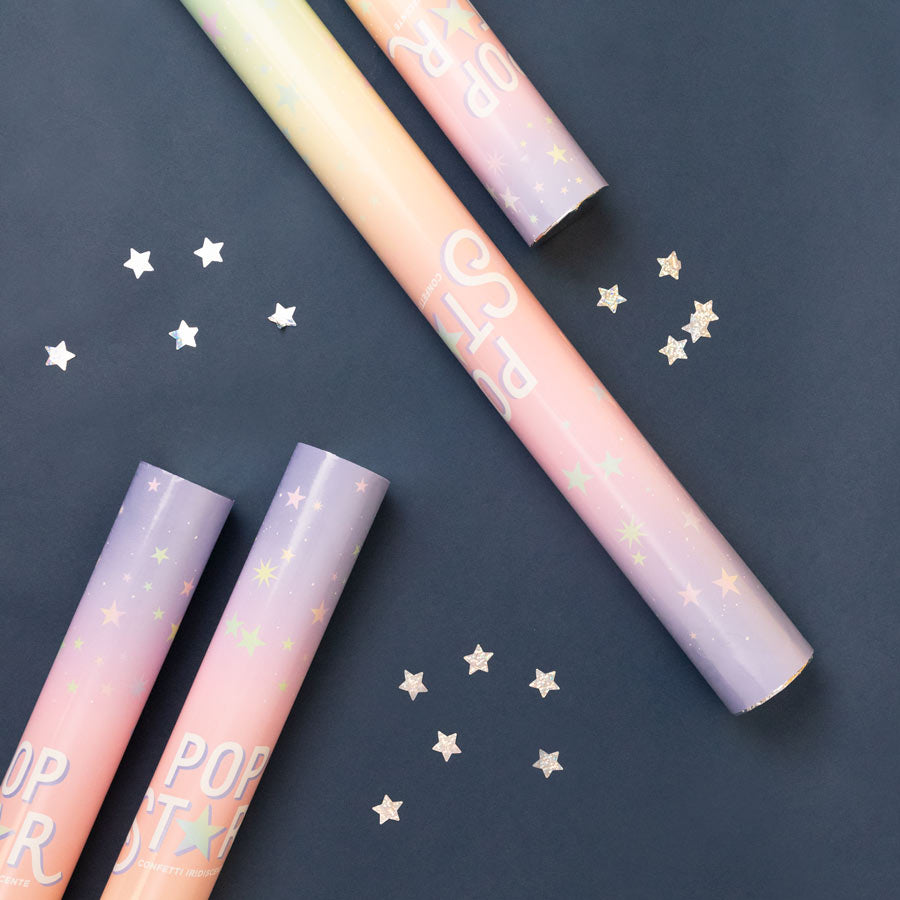 Set 12 Cañones Confeti Estrella 40 cm Iridiscente (12 uds)