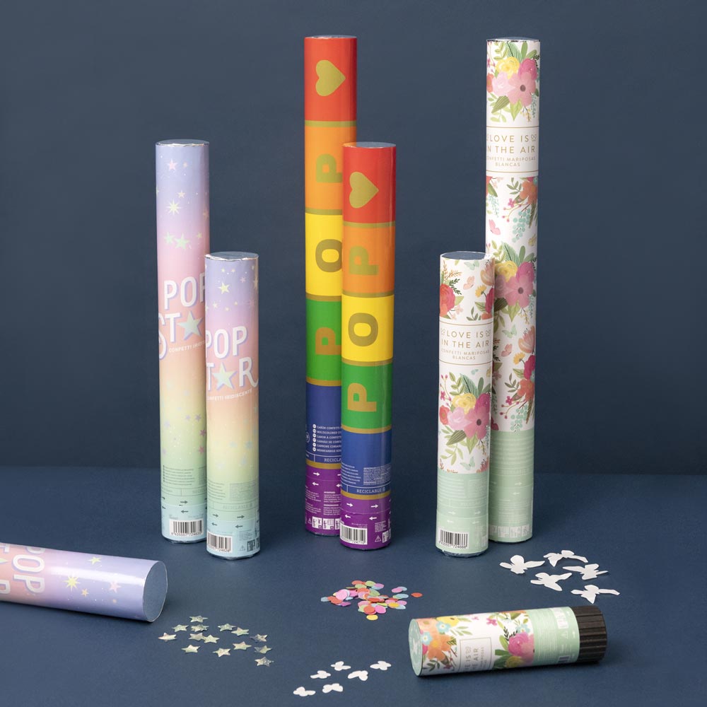 Set 12 Cañones Confeti 60 cm Biodegradable Multicolor (12 uds)