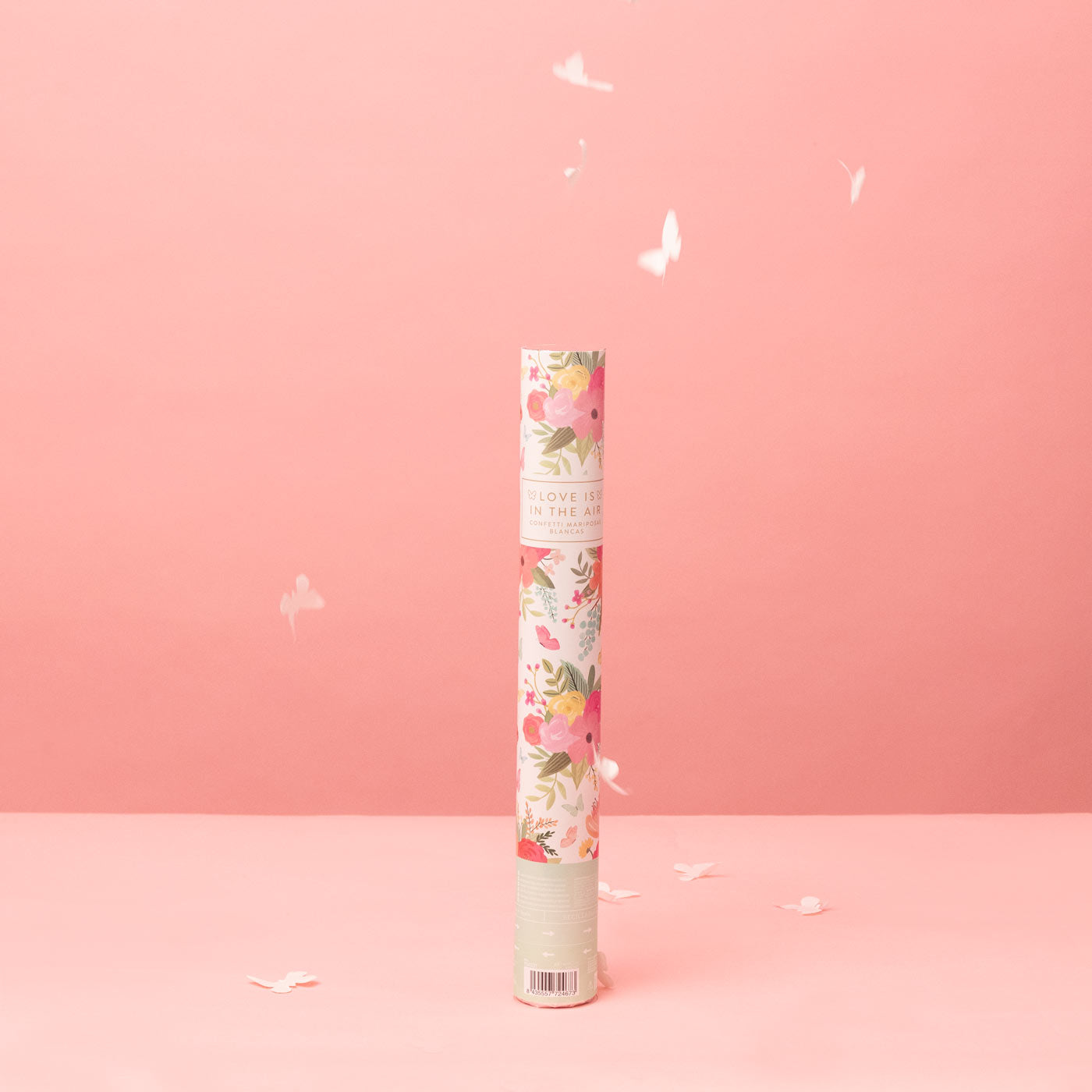 Set 12 Cañones Confeti Mariposas Biodegradable 60 cm Blanco (12 uds)
