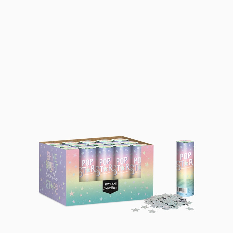 Set 24 Mini Cañones Confeti Estrella 15 cm Iridiscente (24 uds)