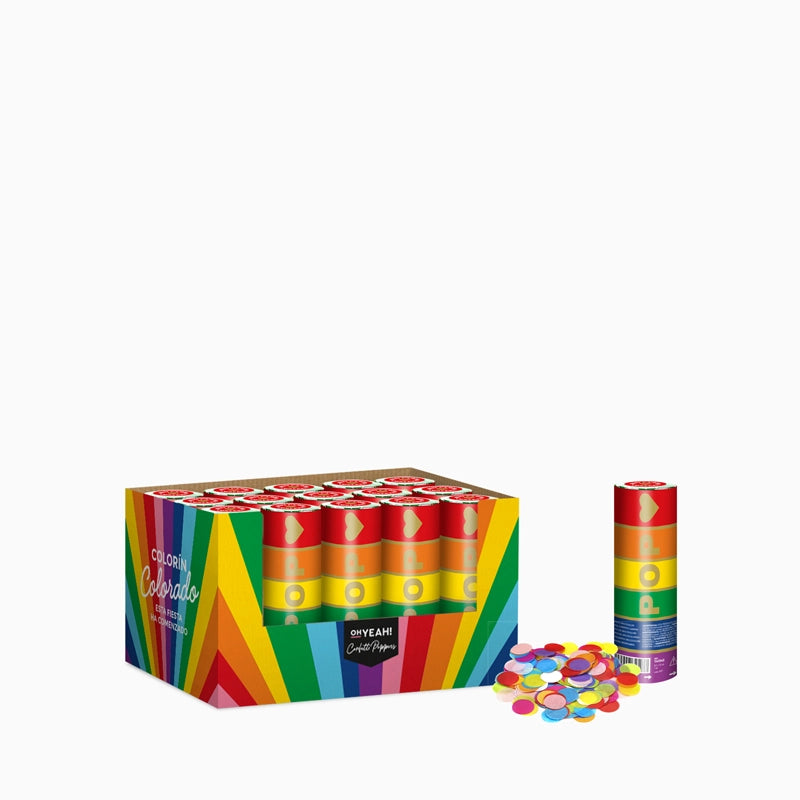 Set 24 Mini Cañones Confeti 15 cm Biodegradable Multicolor (24 uds)