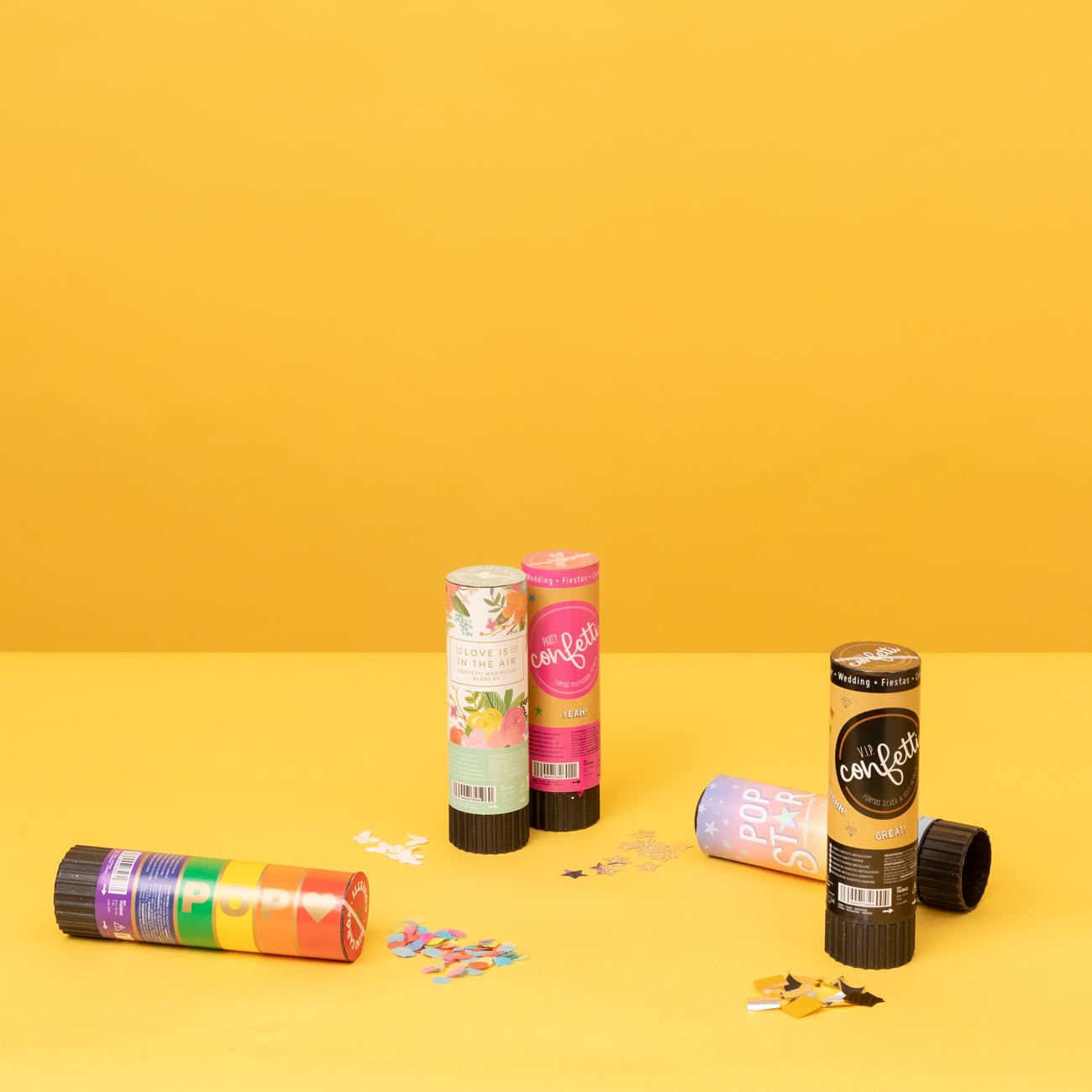 Set 24 Mini Cañones Confeti 15 cm Biodegradable Multicolor (24 uds)