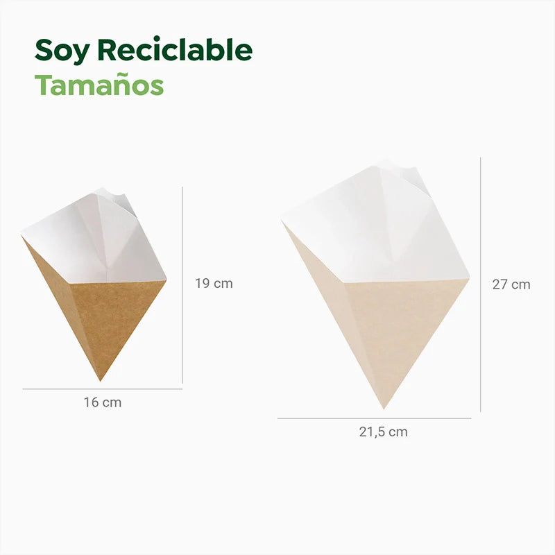 Envase Cono Cartón con Salsera 250 cc - Take Away (500 uds)