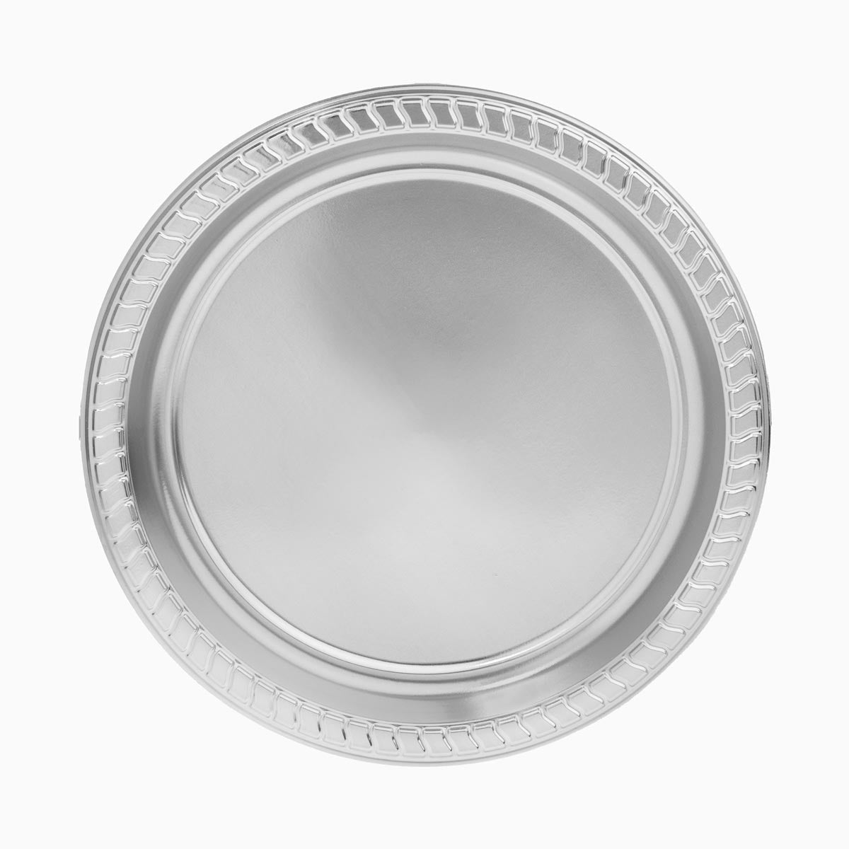 Plato Plástico Reutilizable Llano Redondo Premium Metalizado Ø26cm Plata 6 uds