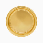 Plato Plástico Reutilizable Llano Redondo Premium Metalizado Ø23cm Oro 8 uds