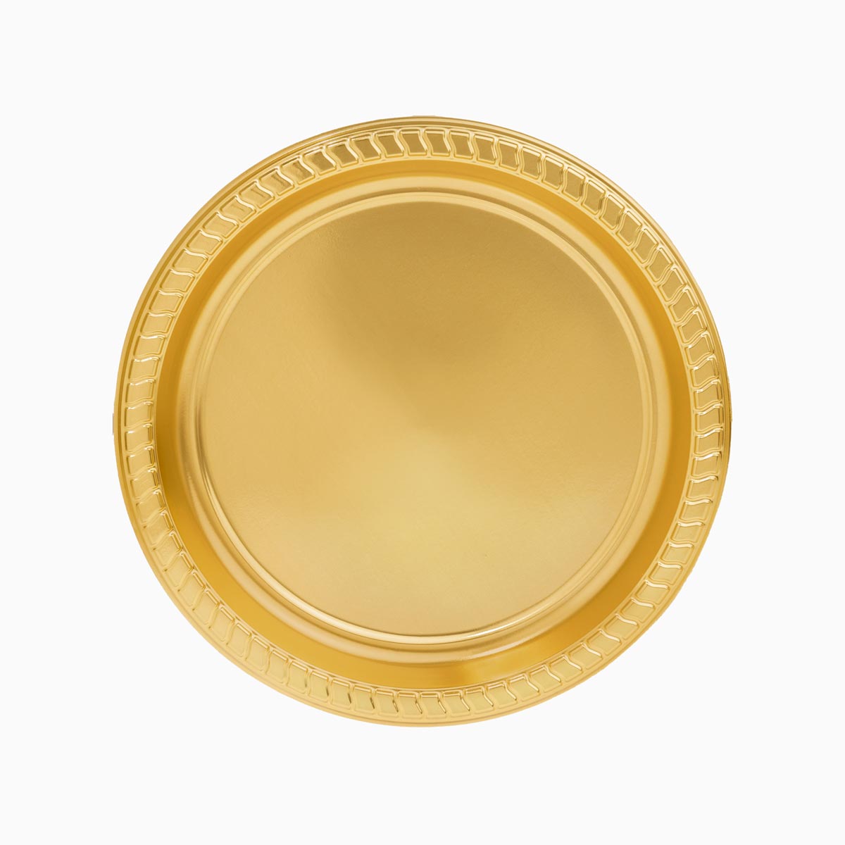 Plato Llano Redondo Plástico PS + PP Reutilizable Premium Metalizado Ø 23 cm Oro (192 uds)