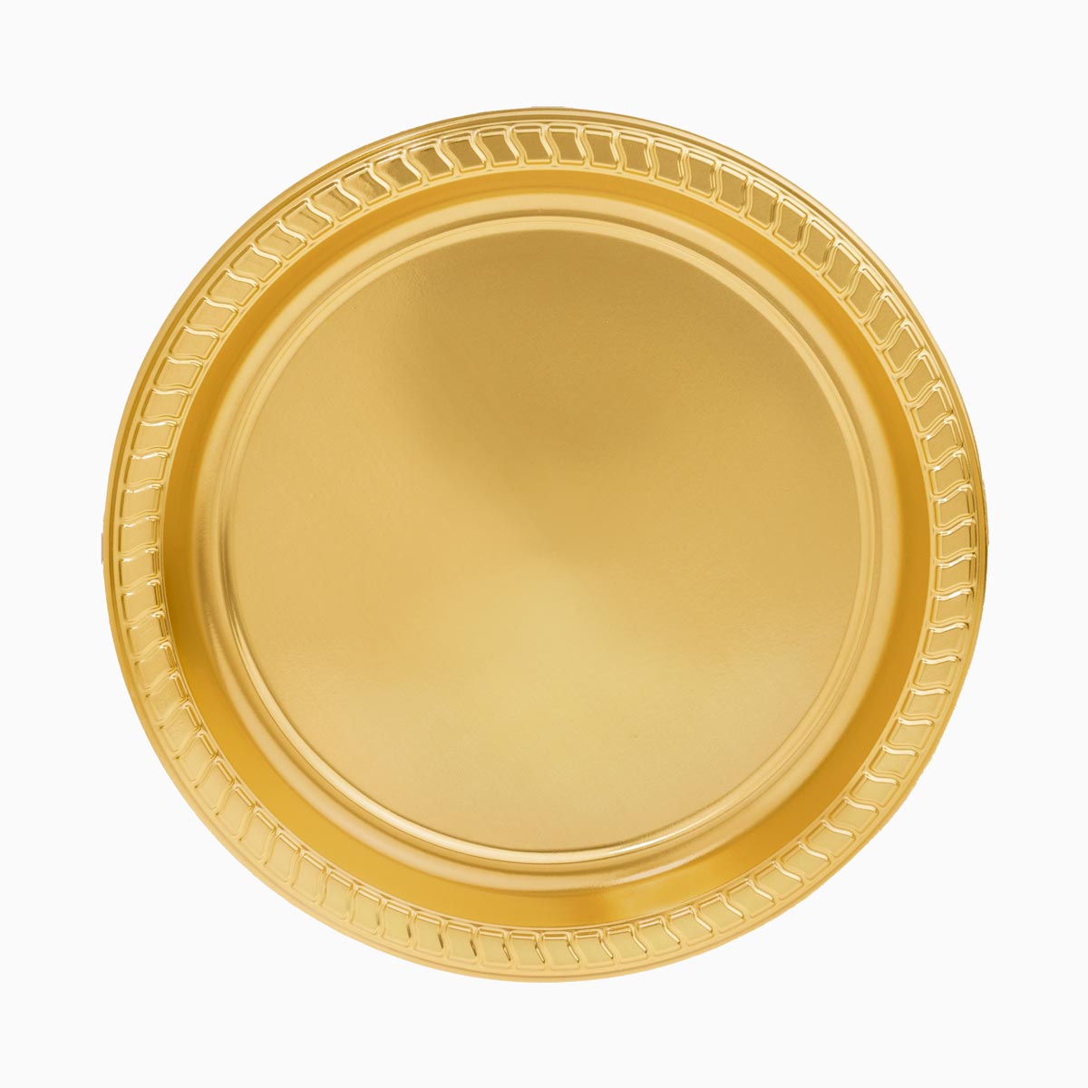 Plato Plástico Reutilizable Llano Redondo Premium Metalizado Ø26cm Oro 6 uds