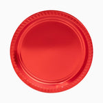 Plato Plástico Reutilizable Llano Redondo Premium Metalizado Ø26cm Rojo 6 uds