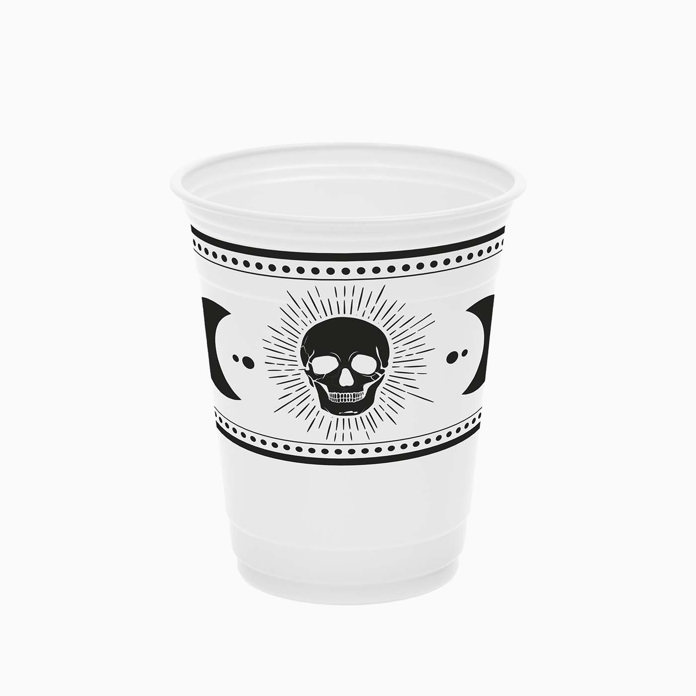 Vaso Premium Plástico Reutilizable PP Halloween 360cc Esotérico Calavera 8 uds