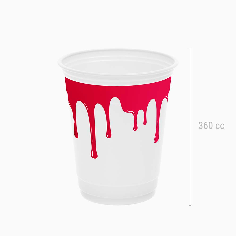 Vaso Premium Plástico Reutilizable PP Halloween 360cc Sangre 8 uds