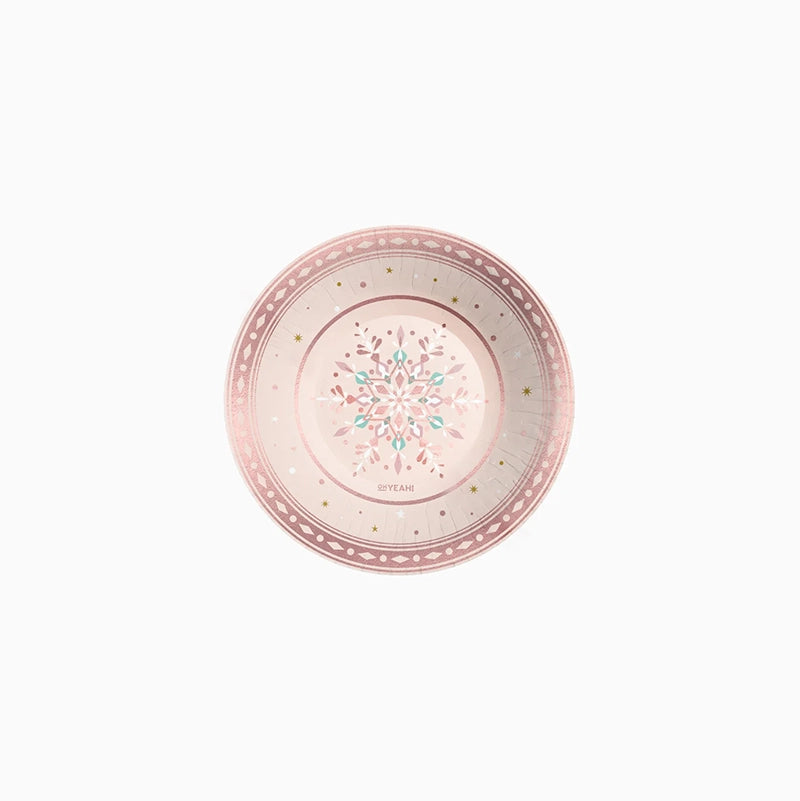 Bol Redondo Cartón Navidad 350 cc Copo de Nieve Rose (6 uds)