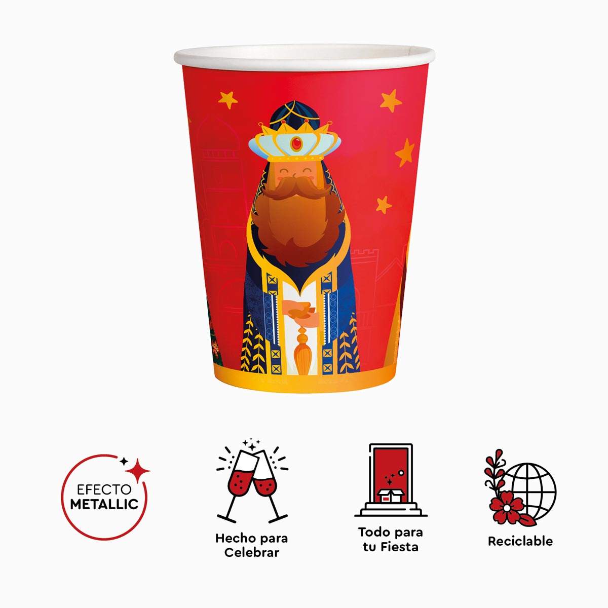 Vaso Cartón Reyes Magos 270cc 6 uds