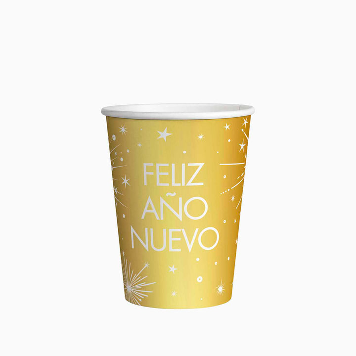 Vaso Cartón Nochevieja 270cc 'Feliz Año Nuevo' 6 uds