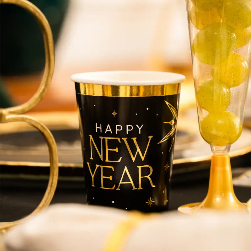 Vaso Cartón 270 cc Nochevieja 'Happy New Year' (6 uds)