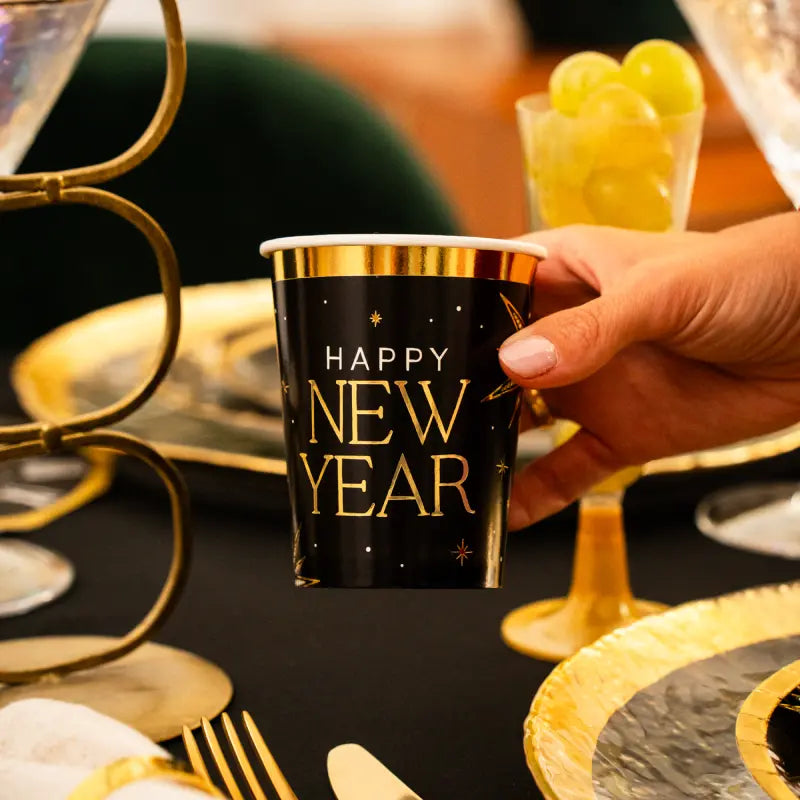 Vaso Cartón 270 cc Nochevieja 'Happy New Year' (6 uds)