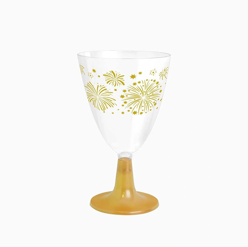 Copa Agua/Vino Plástico PS Reutilizable Nochevieja 220 cc Destellos (3 uds)