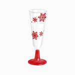 Copa Cava Plástico PS Reutilizable 150 cc Copo de Nieve Rojo Glitter (168 uds)